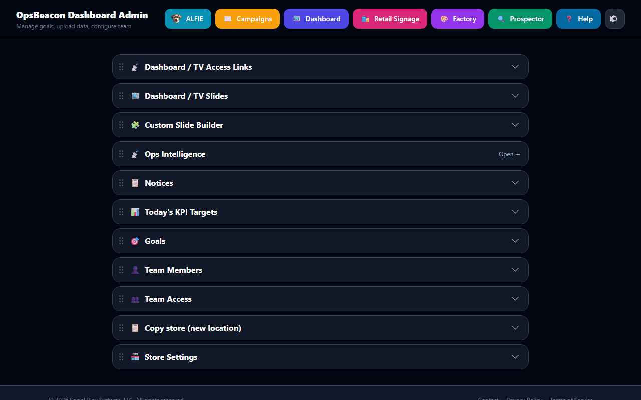 Admin control panel