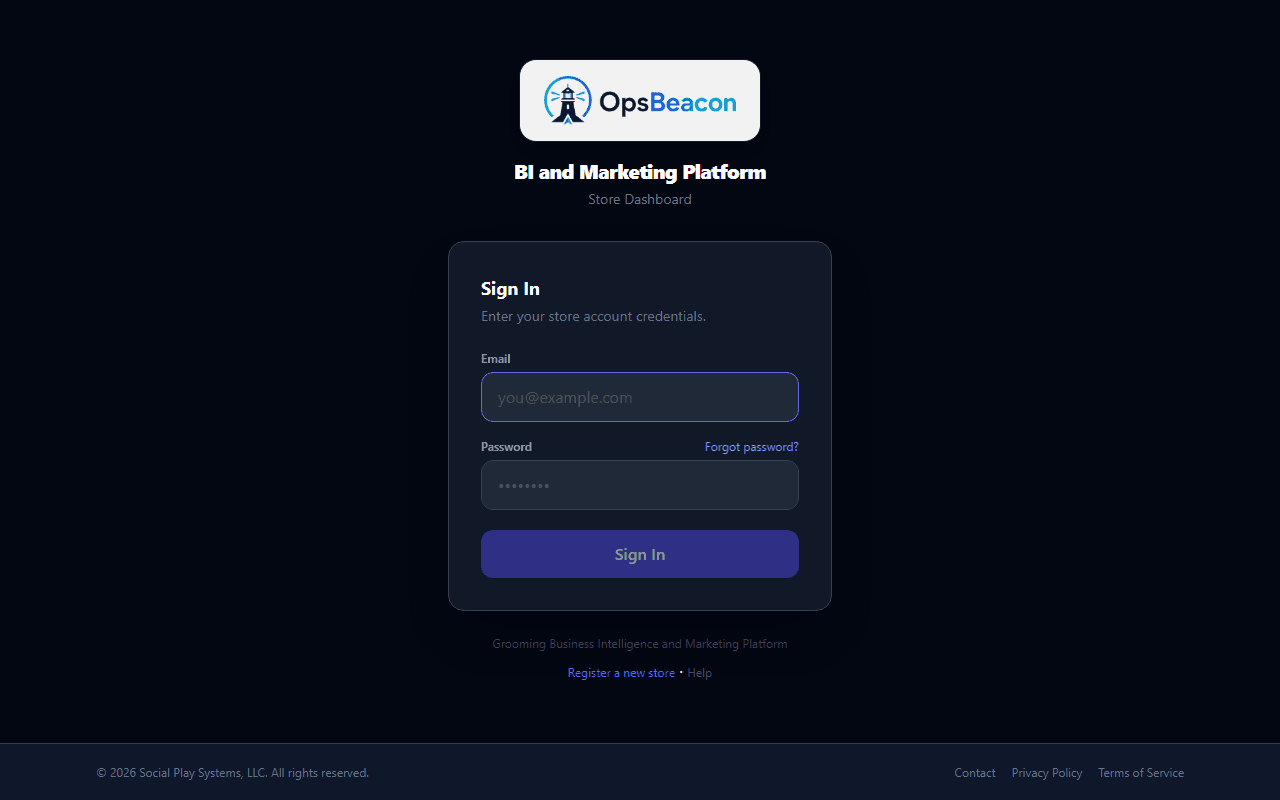 Store sign-in page