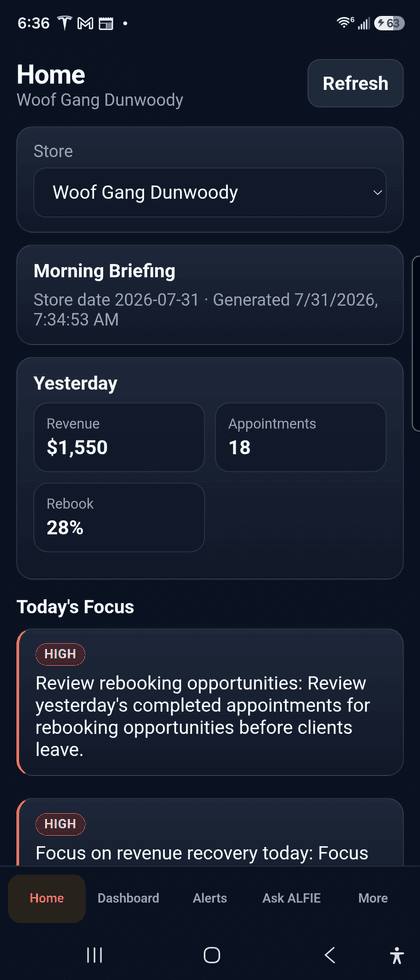 OpsBeacon mobile Home screen
